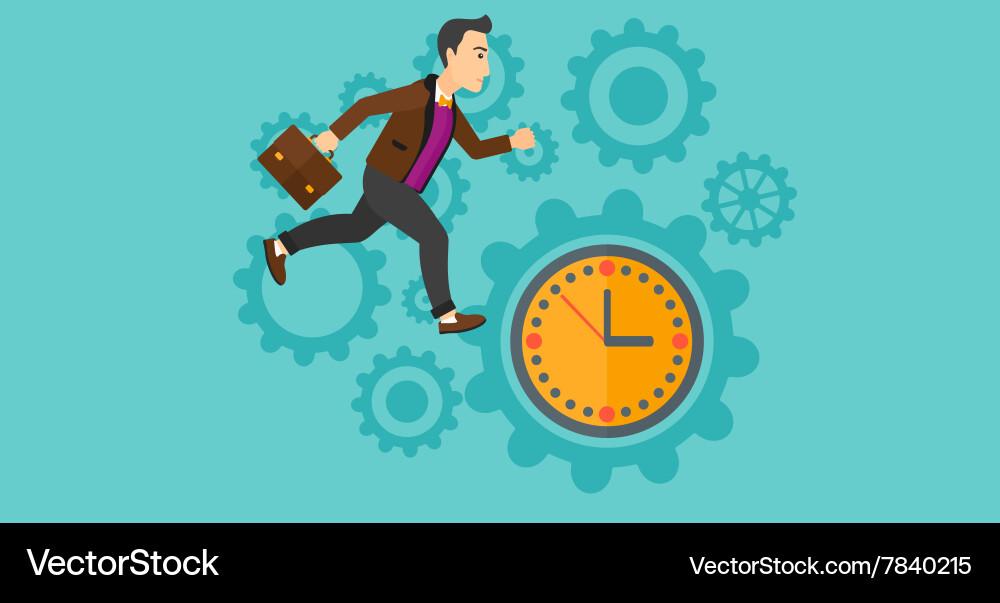 Running man on clock background vector image
