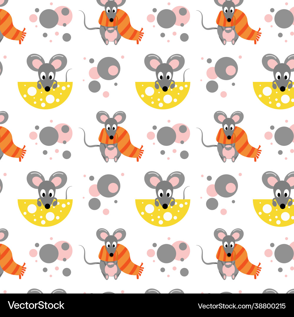 Seamless pattern mice with a slice cheese Vector Image
