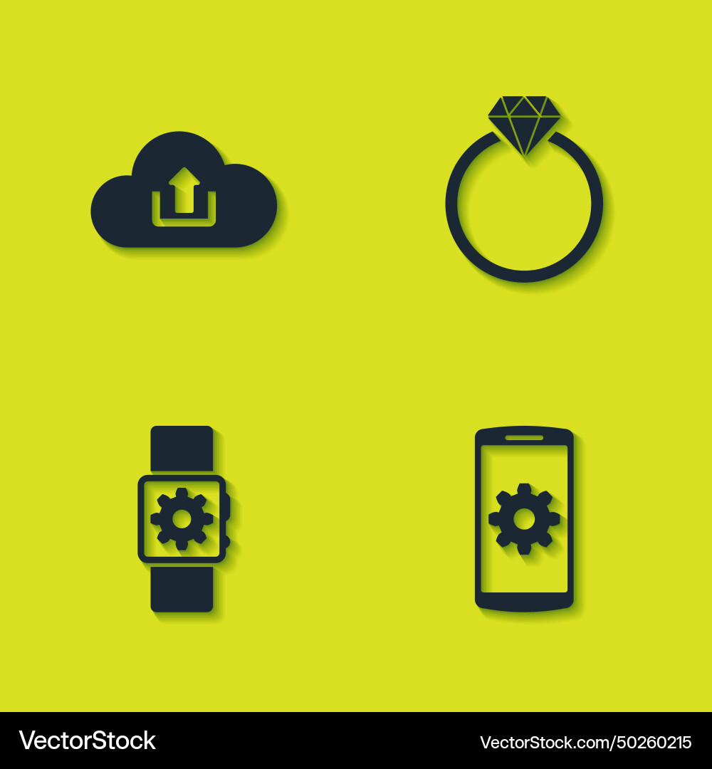 Set cloud upload setting on smartphone smartwatch Set cloud upload setting on smartphone smartwatch vector image