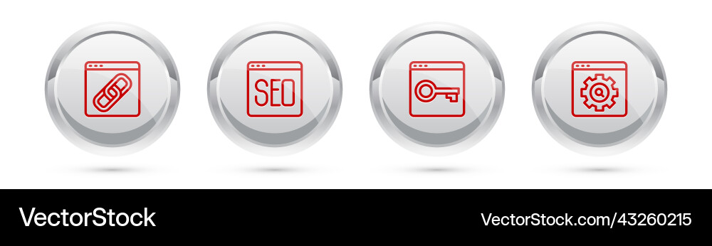 Set line browser window seo optimization secure Set line browser window seo optimization secure vector image