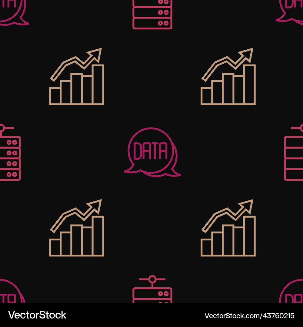 Set line server financial growth and data Set line server financial growth and data vector image