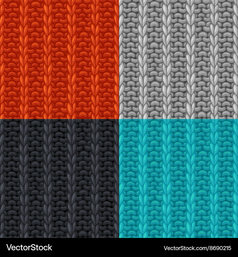 Set of seamless patterns in knitting style Vector Image
