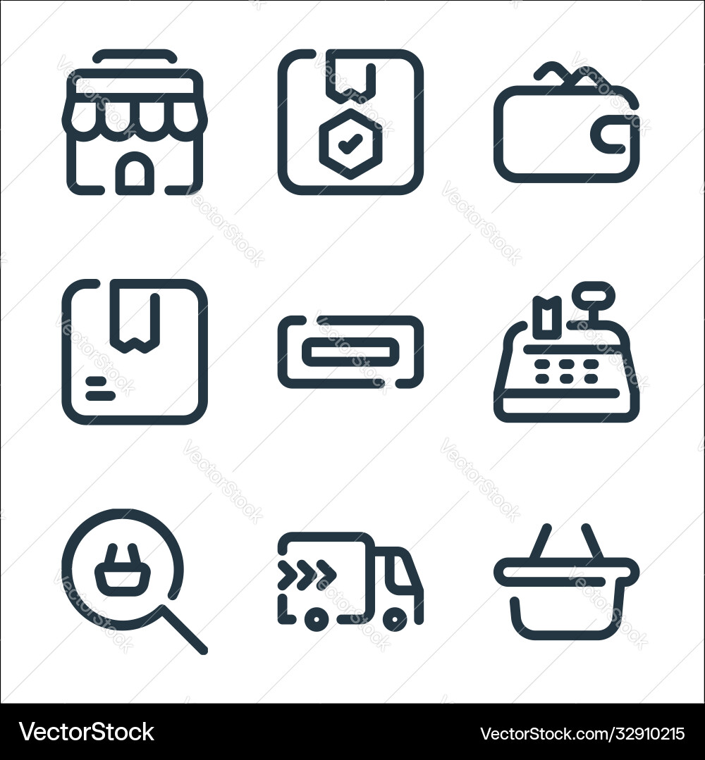 Shopping line icons linear set quality Shopping line icons linear set quality vector image