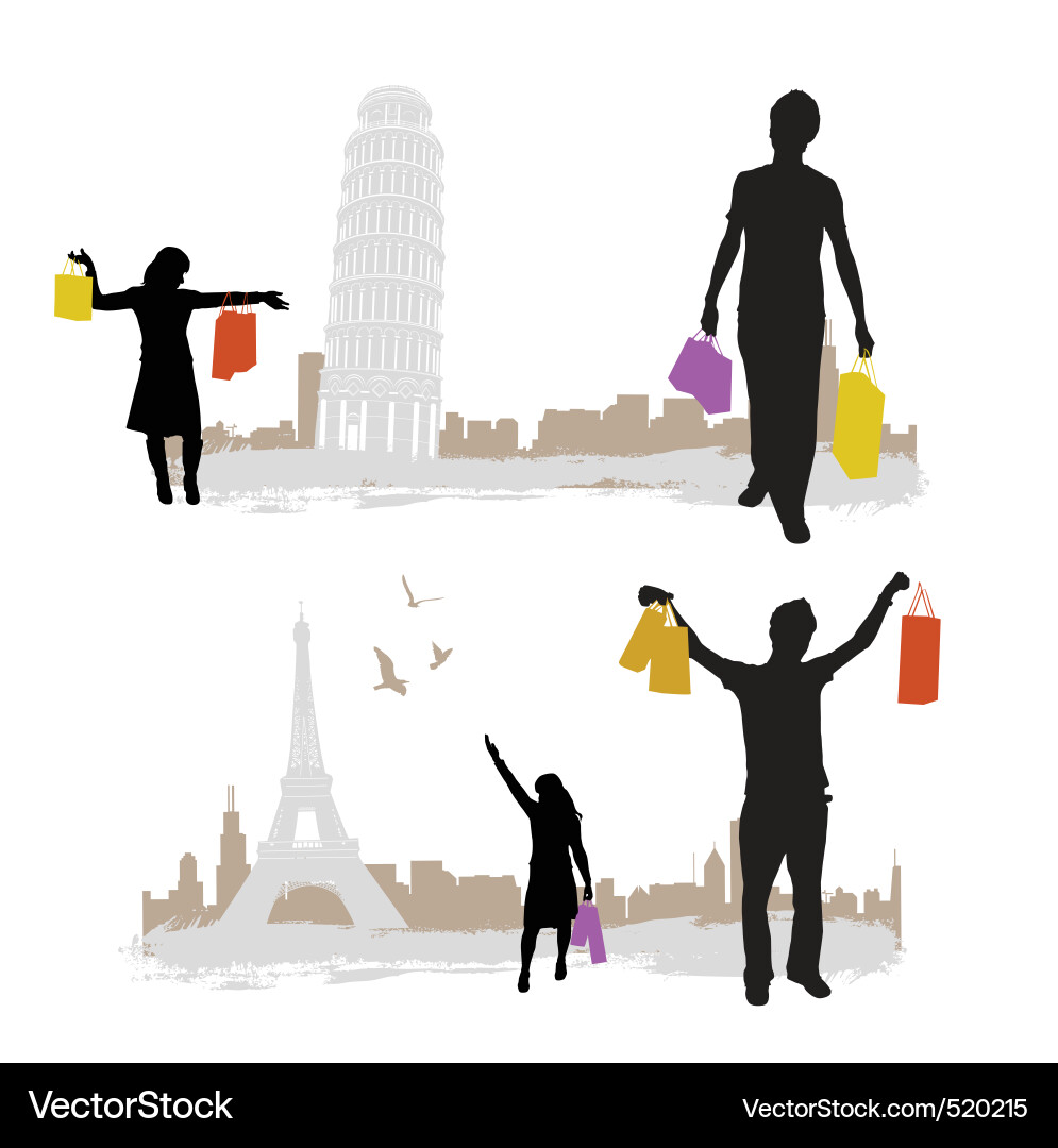 Shopping with Eiffel Tower Vector Image