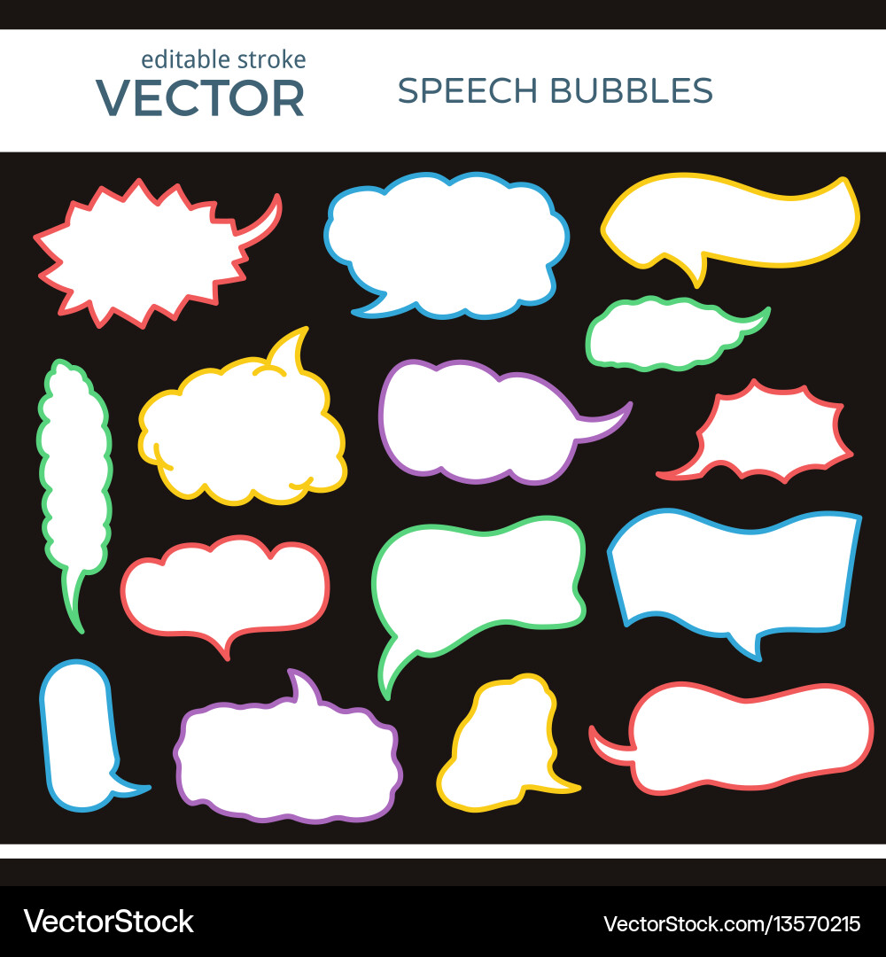 Sketched speech bubbles with editable stroke Sketched speech bubbles with editable stroke vector image