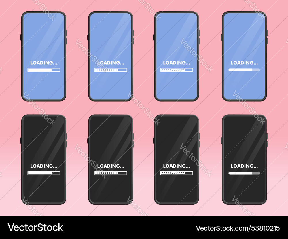 Smartphone loading bar rectangular waiting vector image