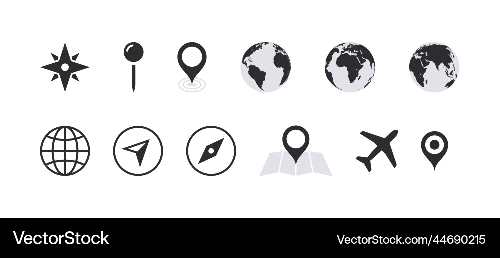 Standort Pointer Icons - Navigationsset vektorbild