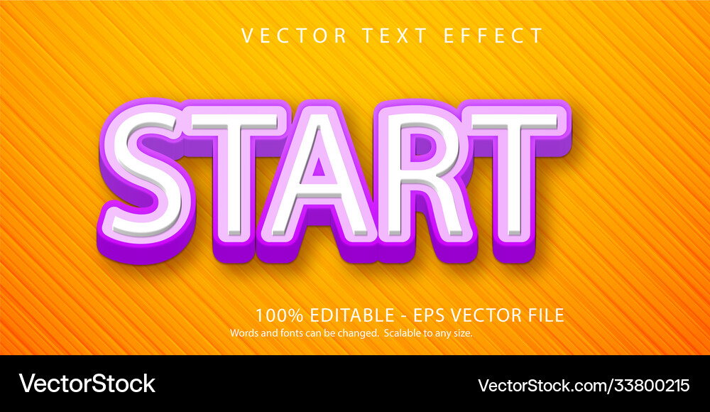 Start text game style editable effect vector image