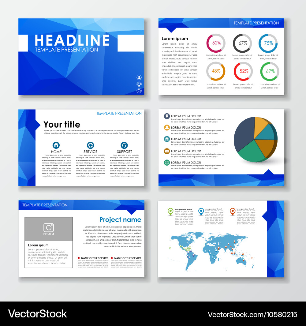 Templates polygonal slides for presentations Vector Image
