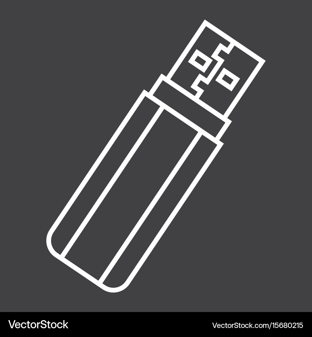 Usb flash drive line icon device and hardware vector image