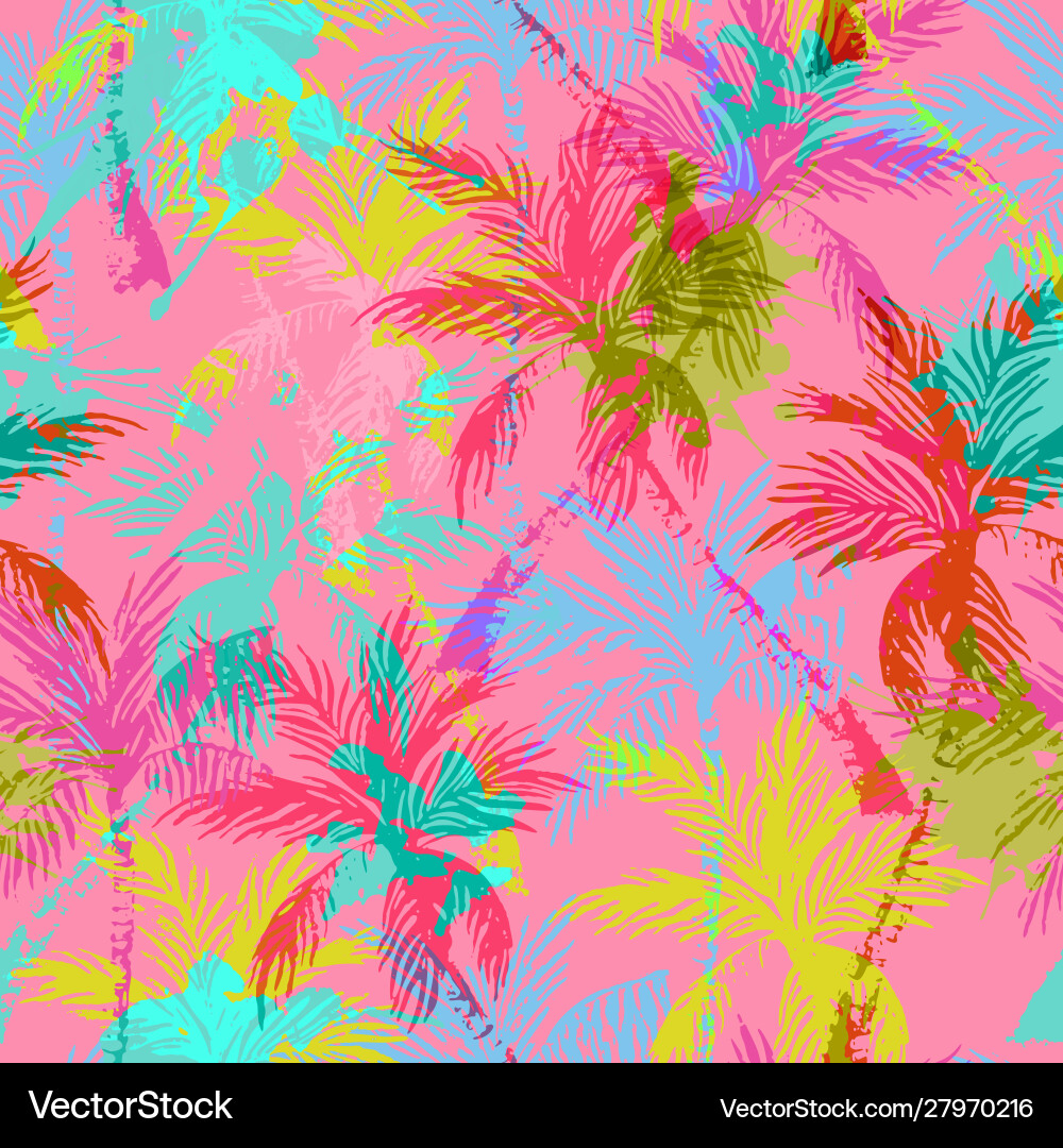 Abstract colorful palm trees seamless pattern Abstract colorful palm trees seamless pattern vector image