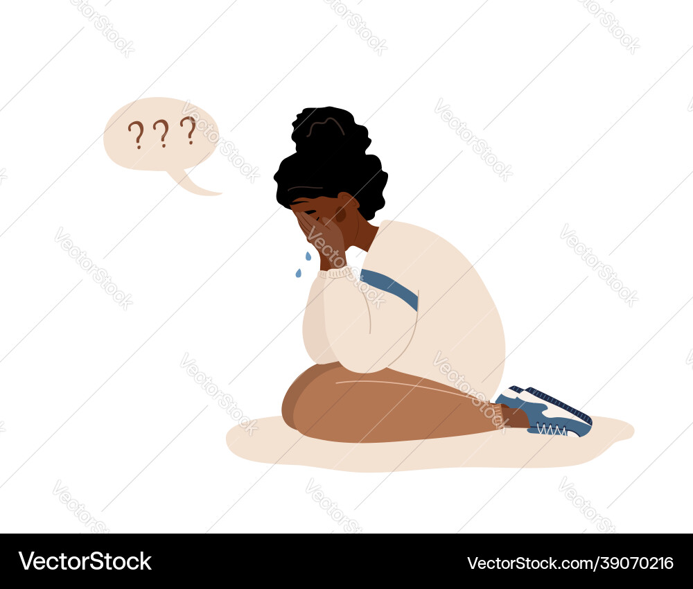 Afrikanische Frau in Depression traurig Teenager sitzen Afrikanische Frau in Depression traurig Teenager sitzen vektorbild
