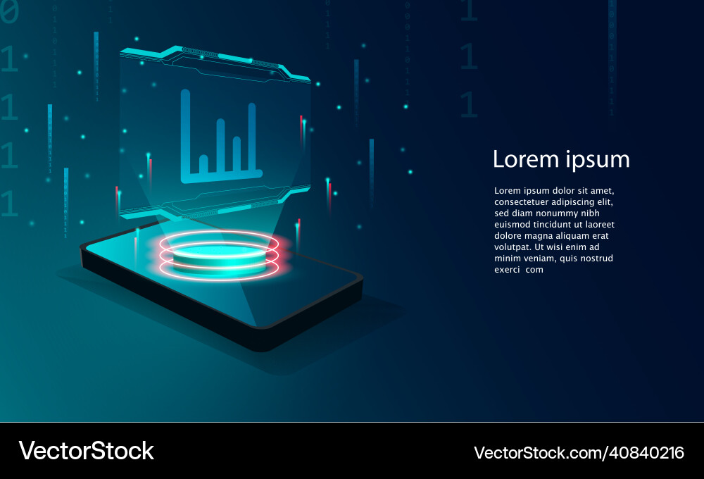 Application of smartphone with business graph Application of smartphone with business graph vector image