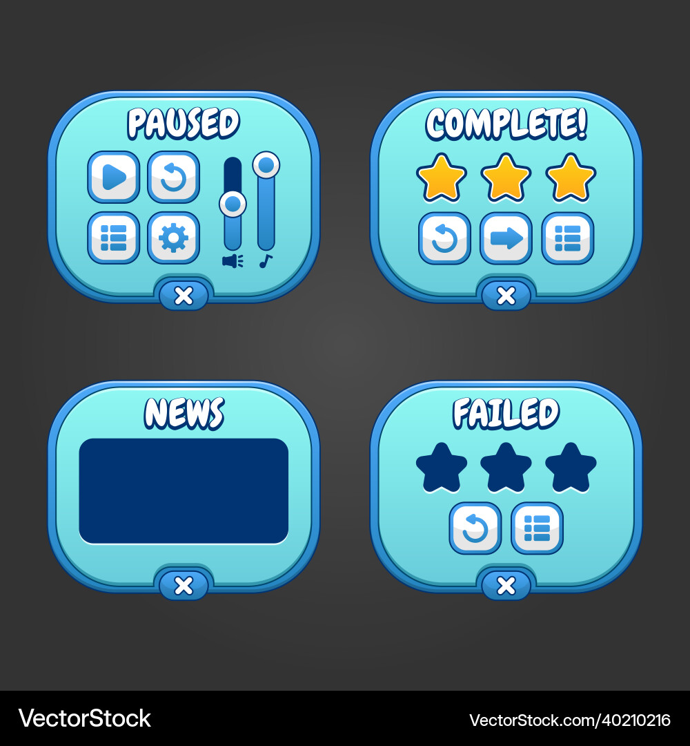Complete blue menu of graphical user interface gui Complete blue menu of graphical user interface gui vector image