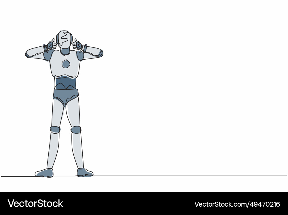 Continuous one line drawing robot with two thumbs Continuous one line drawing robot with two thumbs Vector Image