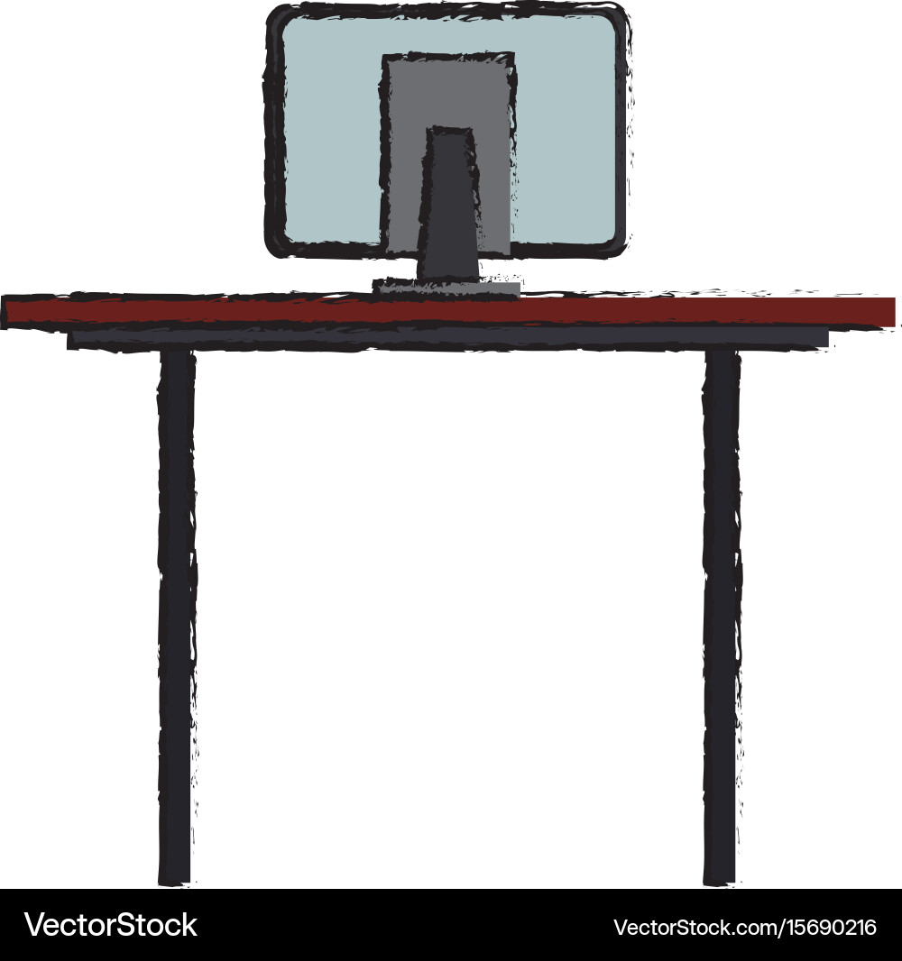 Desk computer office work equipment objects Vector Image