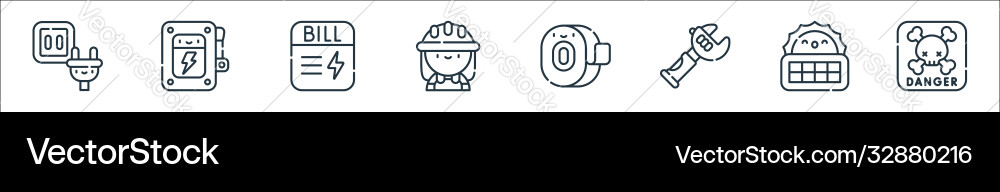 Electrician tools and line icons linear set Electrician tools and line icons linear set vector image