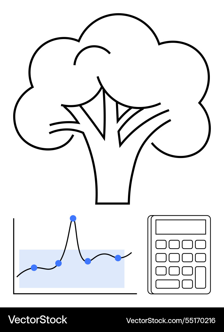 Integrating nature and technology tree graph Integrating nature and technology tree graph vector image