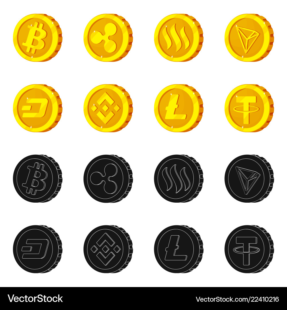 Isolated object of cryptocurrency and coin symbol Isolated object of cryptocurrency and coin symbol vector image