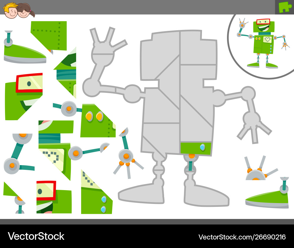 Jigsaw puzzle game with robot or android Jigsaw puzzle game with robot or android vector image