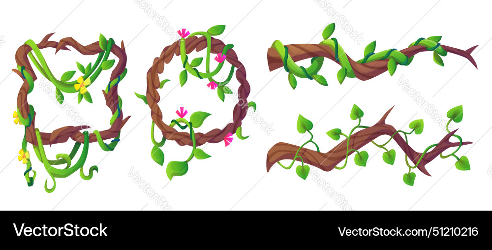 Liana vine frames and borders for game ui design Liana vine frames and borders for game ui design vector image