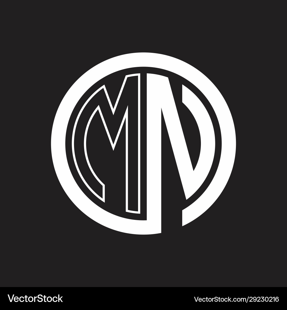Mn logo with circle rounded negative space design Mn logo with circle rounded negative space design Vector Image
