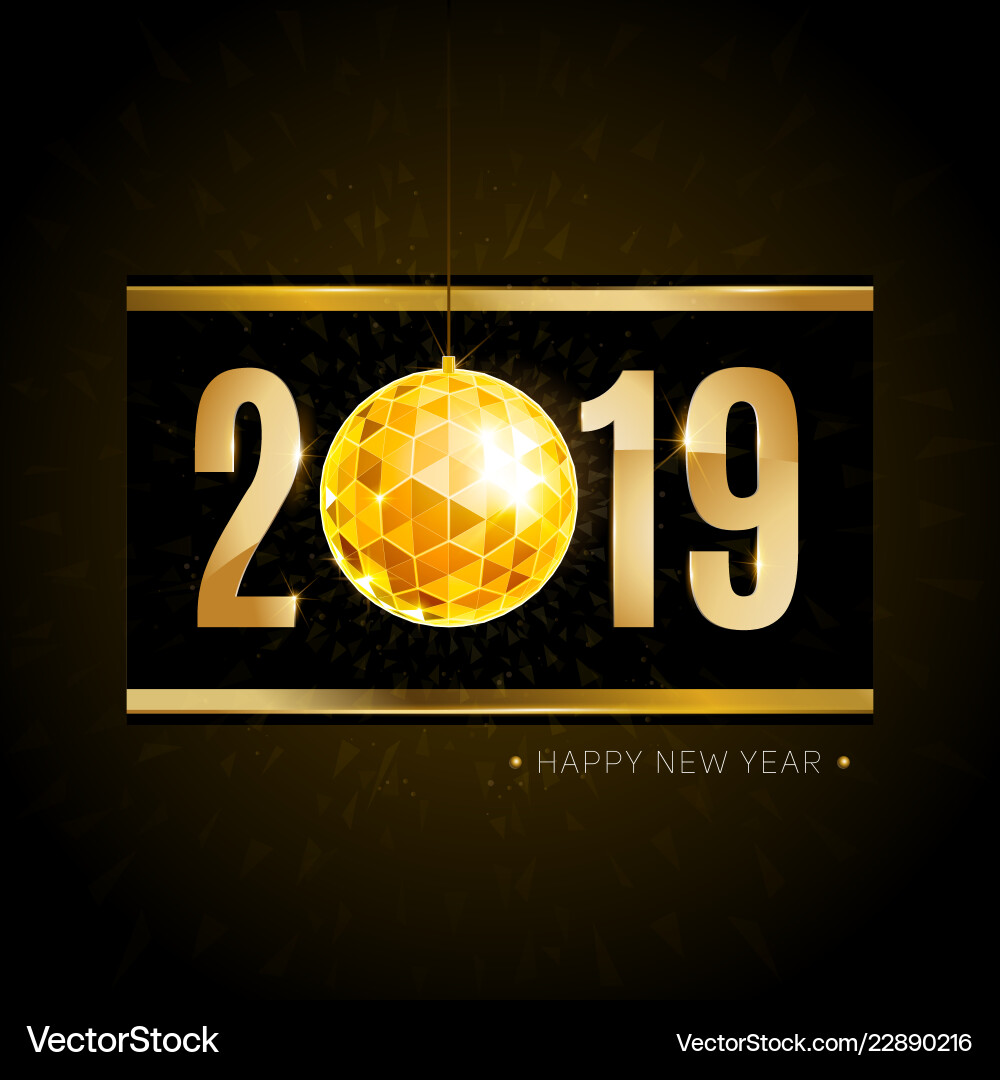 New 2019 year greeting card with christmas ball New 2019 year greeting card with christmas ball vector image
