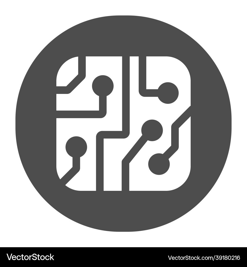 Pcb layout in circle solid icon electronics Vector Image