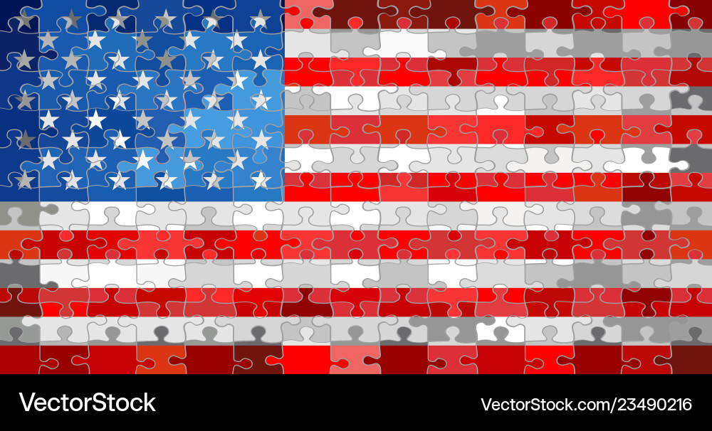 Puzzle Flag Background - USA Vector Image