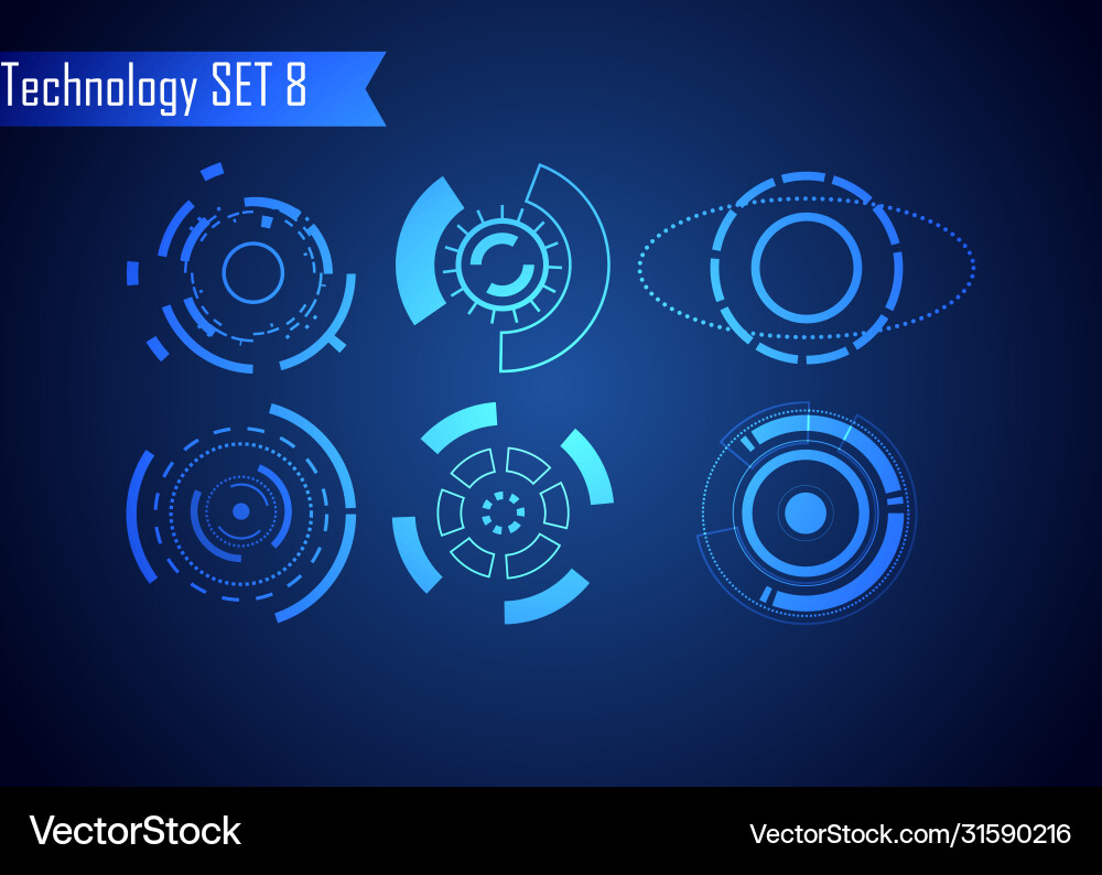 Set circle abstract digital technology ui Set circle abstract digital technology ui vector image