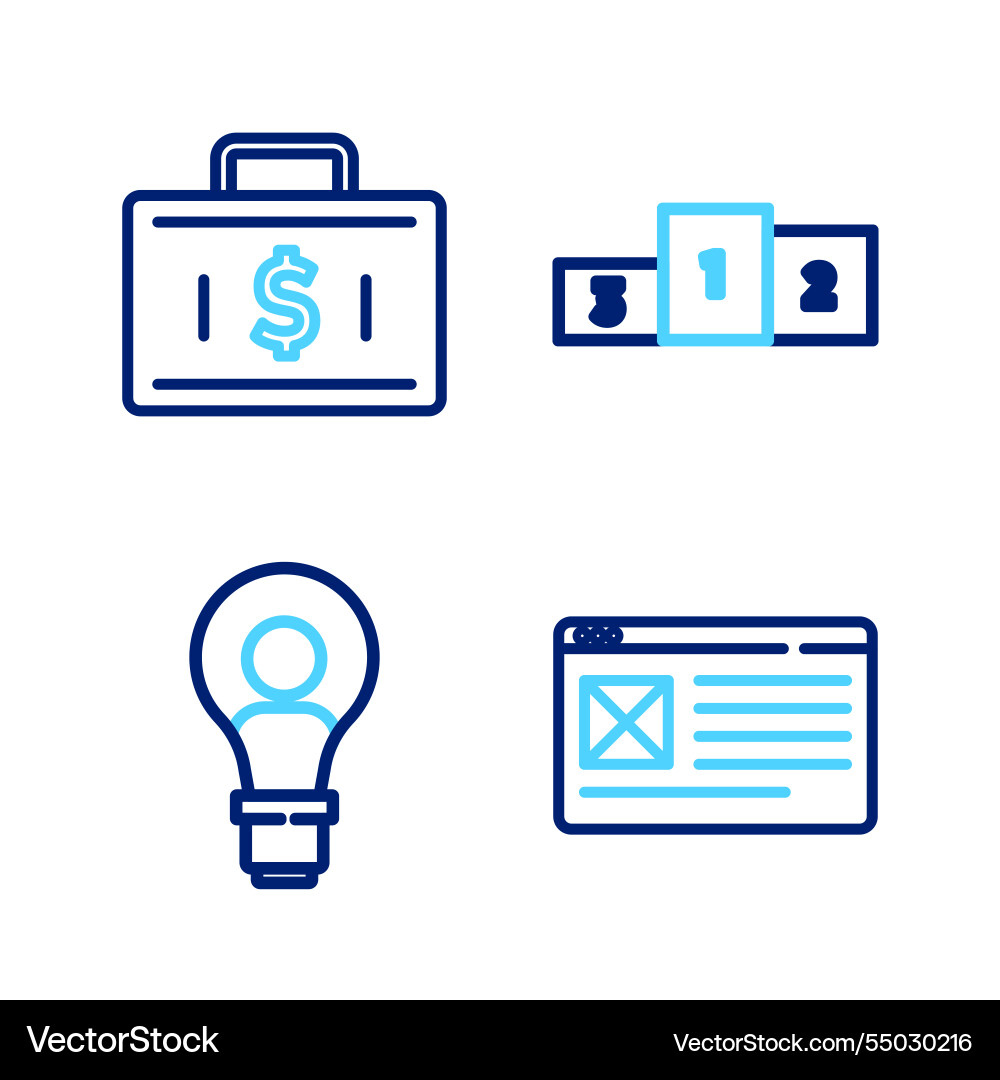Set line browser window head with lamp bulb Set line browser window head with lamp bulb Vector Image