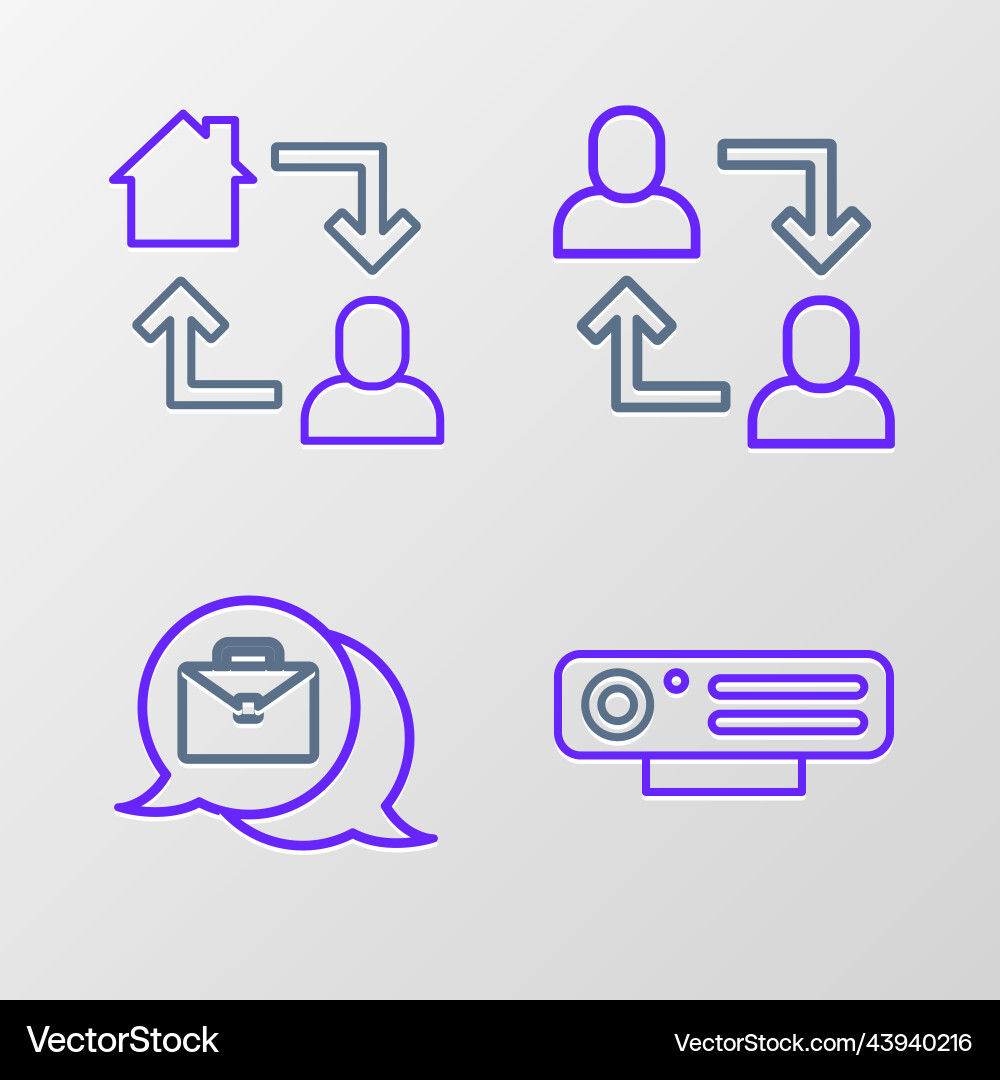 Set line web camera online working project team Set line web camera online working project team vector image