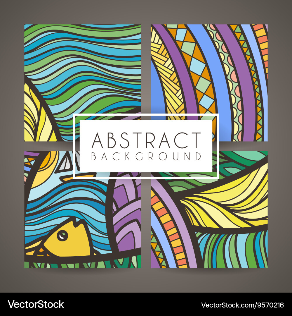 Set of four colorful intricate patterns vector image