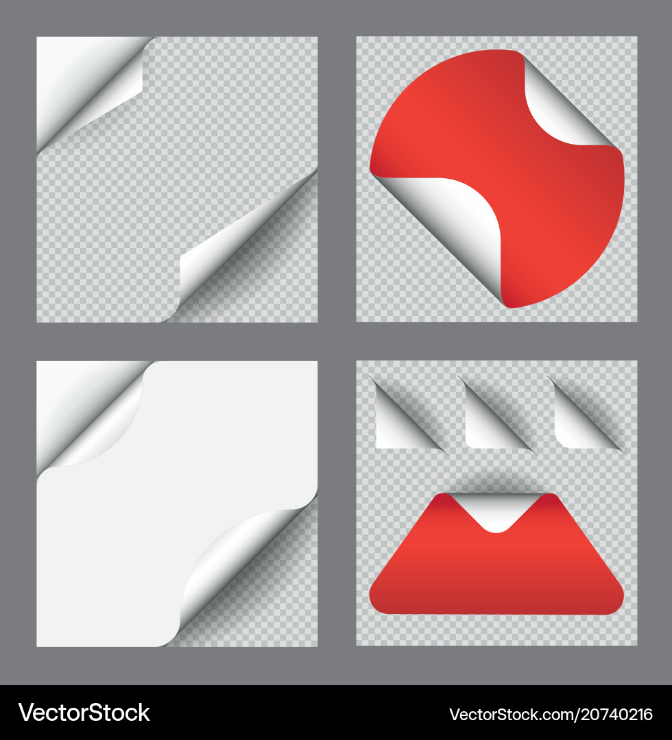 Set sticker with paper curl shadow isolated Set sticker with paper curl shadow isolated vector image