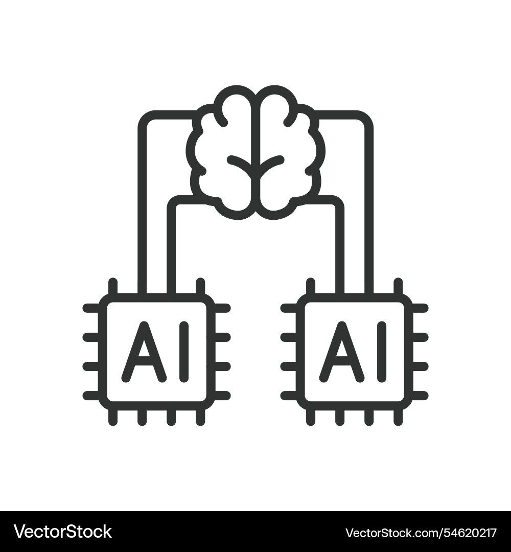 Ai merging icon in line design Ai merging icon in line design vector image