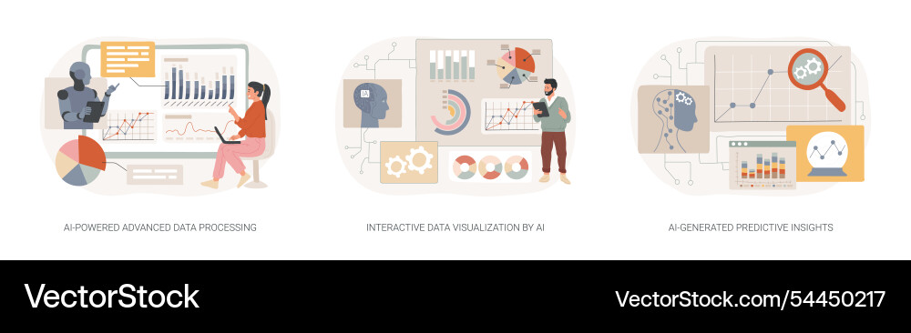 Ai-powered data analysis abstract concept Vector Image