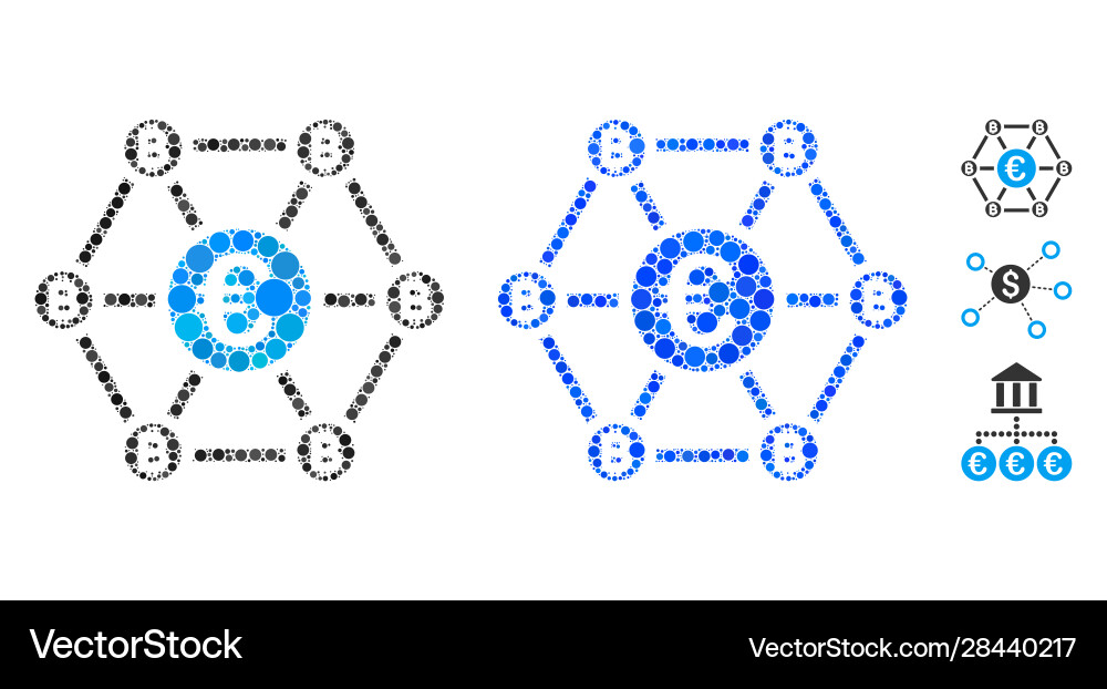 Bitcoin euro net structure mosaic icon circles Bitcoin euro net structure mosaic icon circles vector image