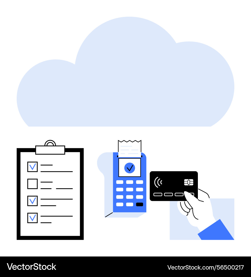 Cloud-based digital payment with card reader Cloud-based digital payment with card reader vector image