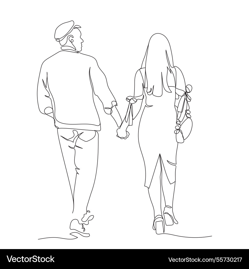 Couple walking away back view Royalty Free Vector Image