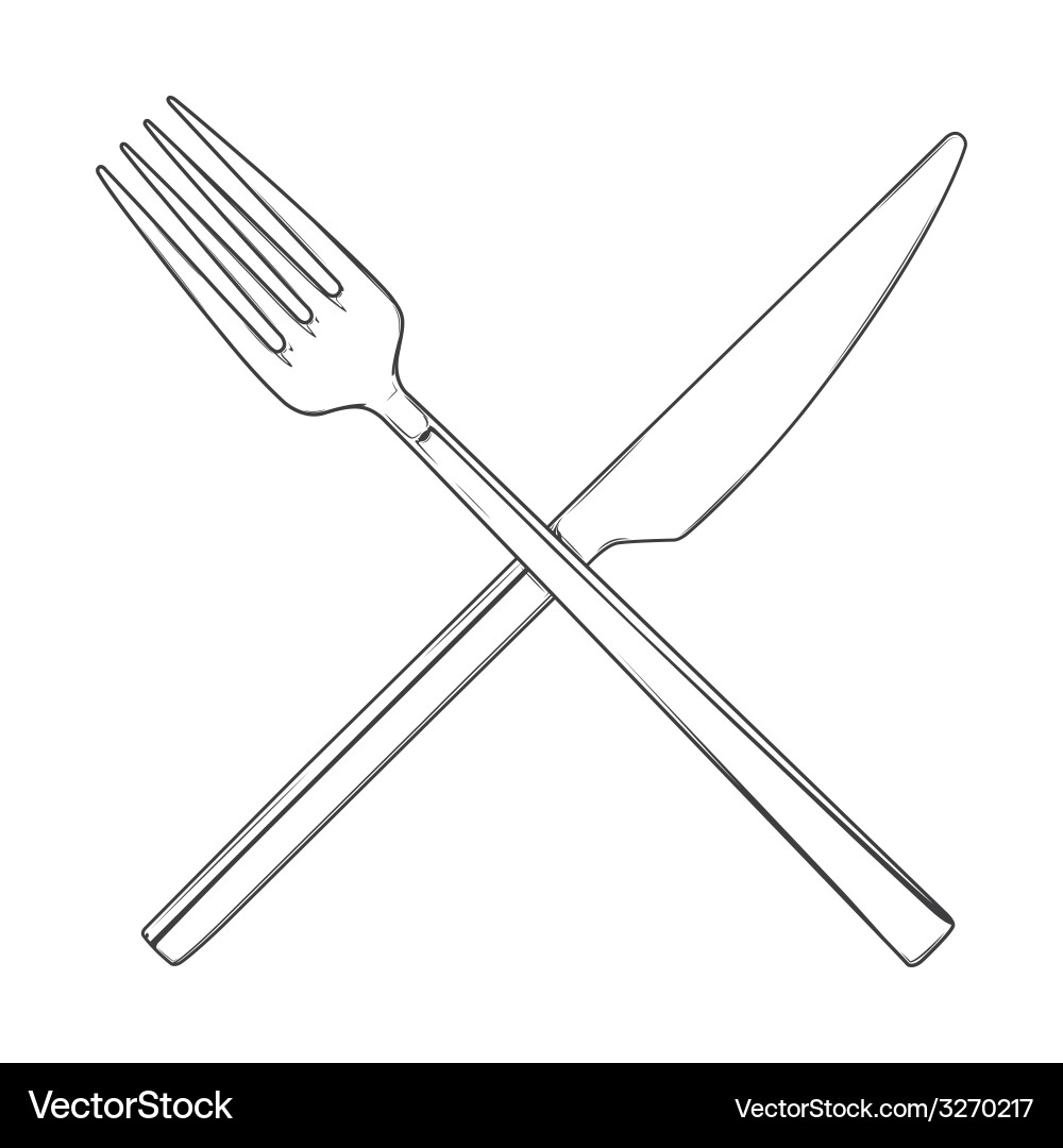 Crossed fork and knife Vector Image