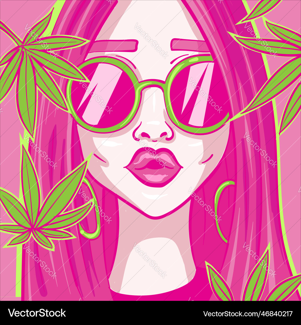 Digital art of a stoner girl with pink hair Digital art of a stoner girl with pink hair vector image