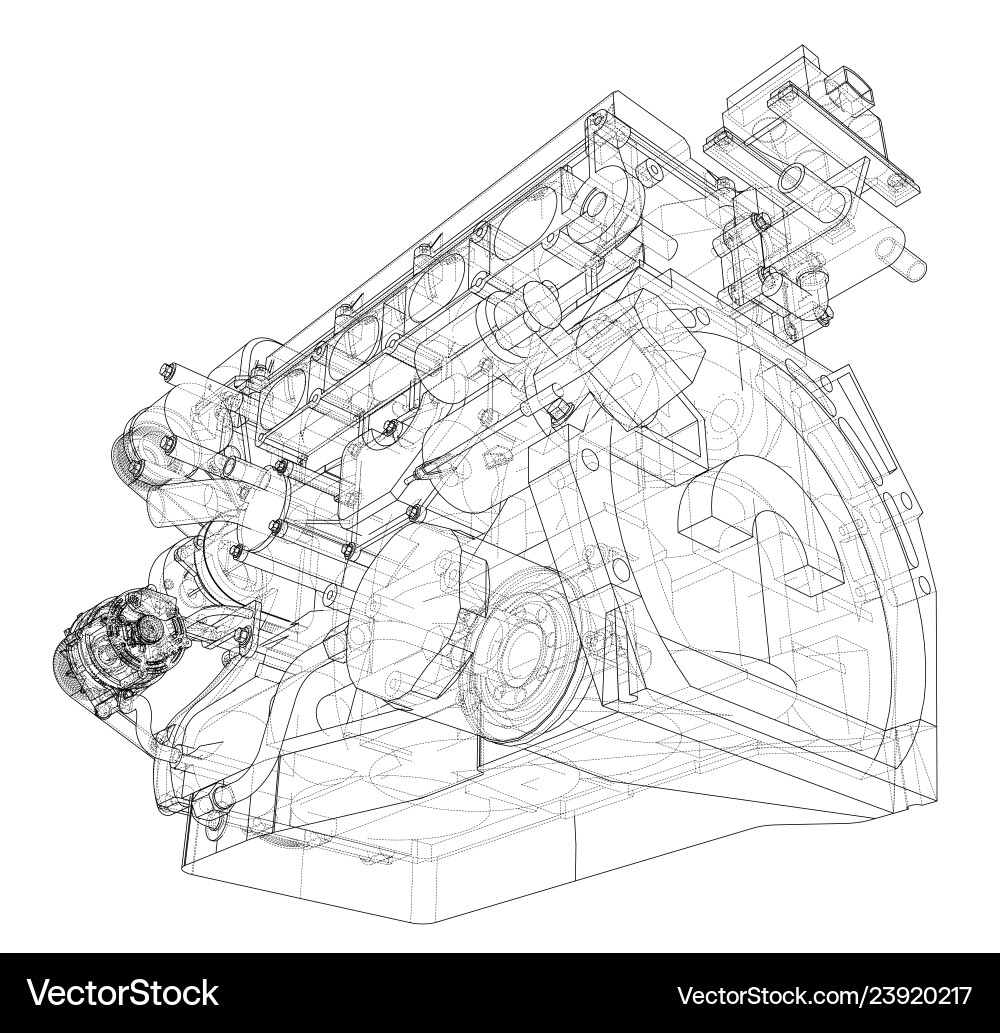Engine sketch rendering of 3d Vector Image