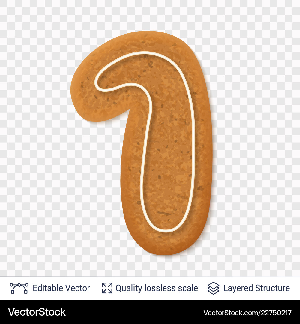 Gingerbread number one symbol with drop shadow Gingerbread number one symbol with drop shadow vector image