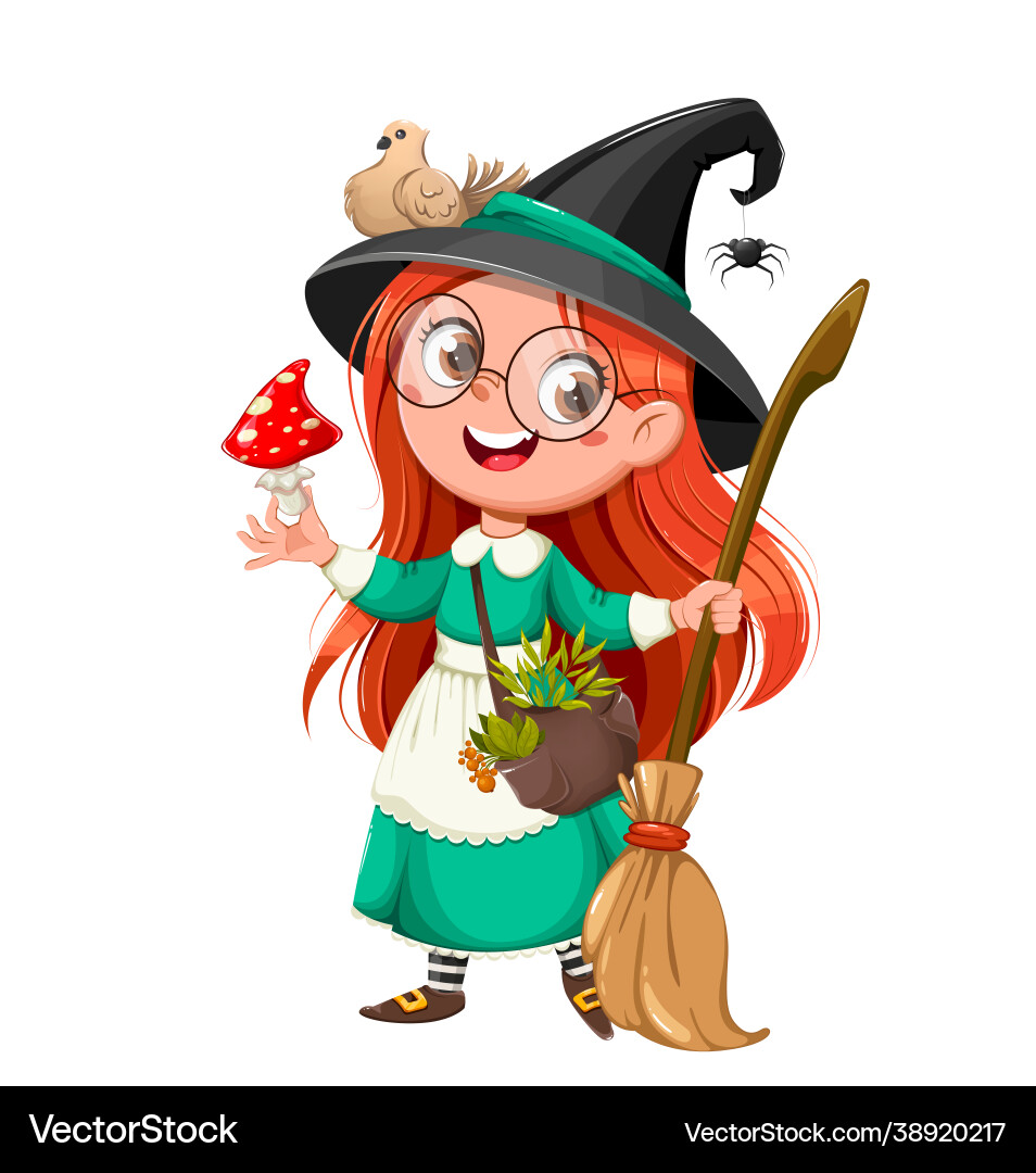 Glückliche halloween schöne kleine Cartoon Hexe Glückliche halloween schöne kleine Cartoon Hexe vektorbild