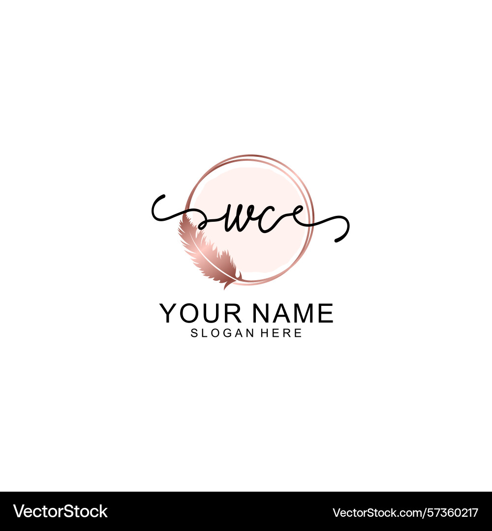 Handwritten wc initial logo with circle Vector Image