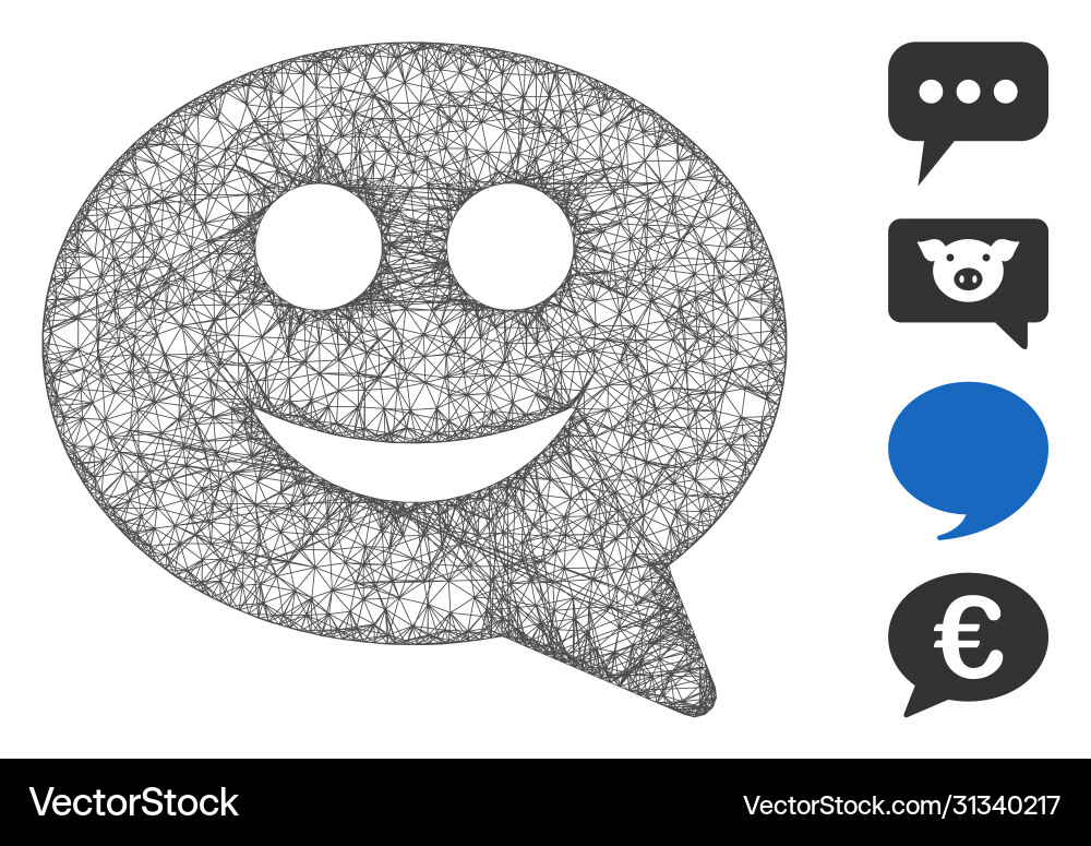 Happy chat message web mesh Happy chat message web mesh vector image