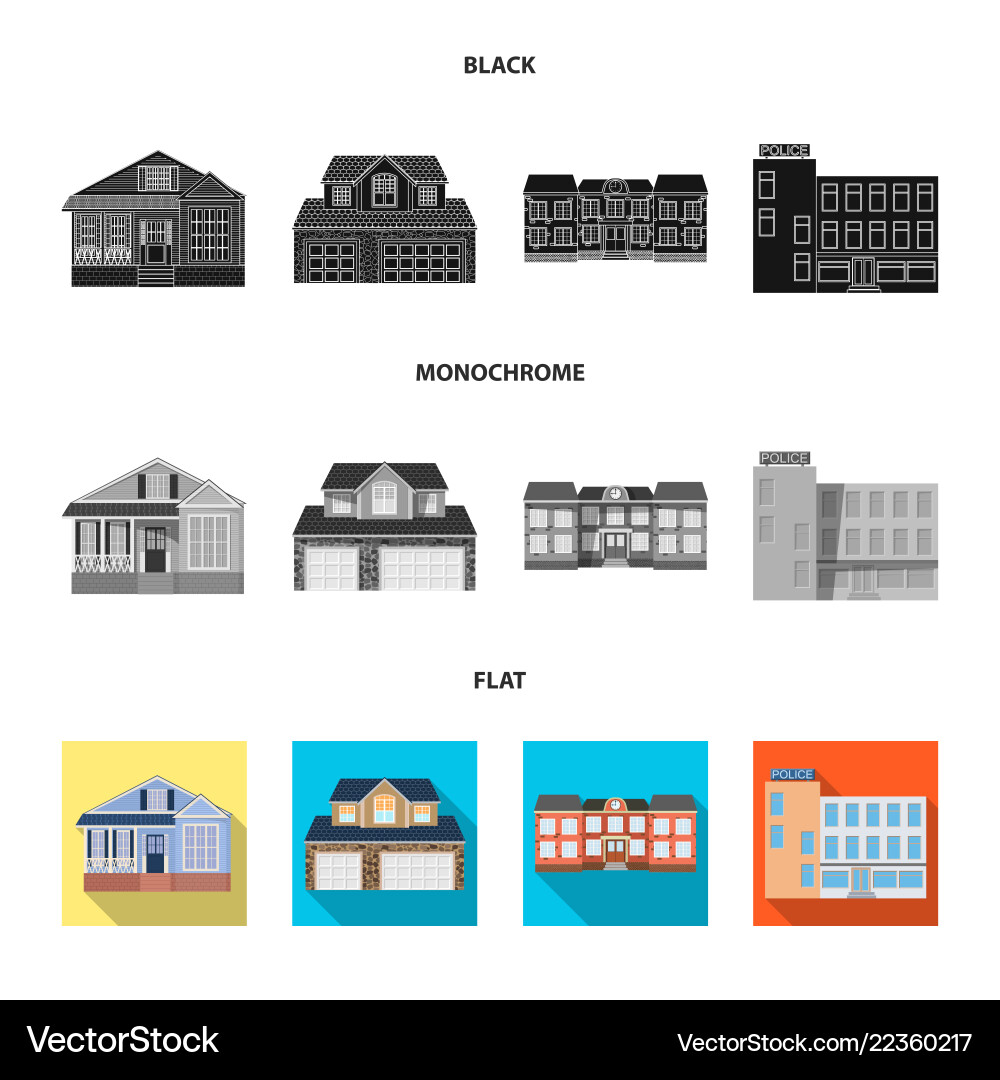 Isolated object of building and front logo set Isolated object of building and front logo set vector image