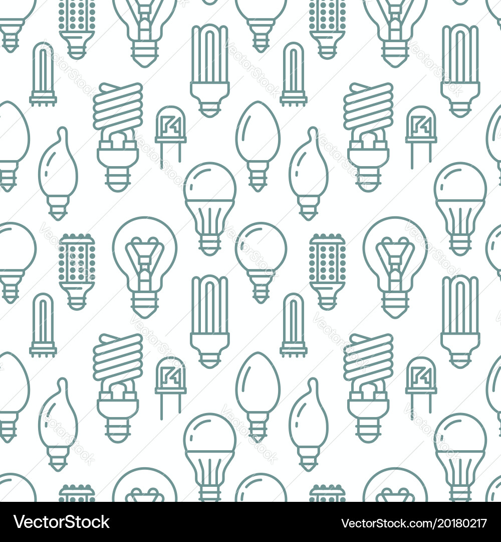 Light bulbs seamless pattern with flat line icons Vector Image