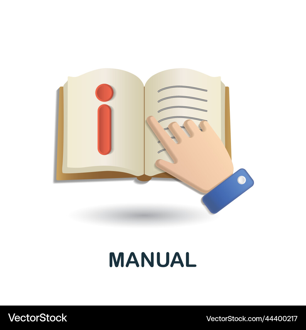 Manual icon 3d from customer support collection Manual icon 3d from customer support collection vector image