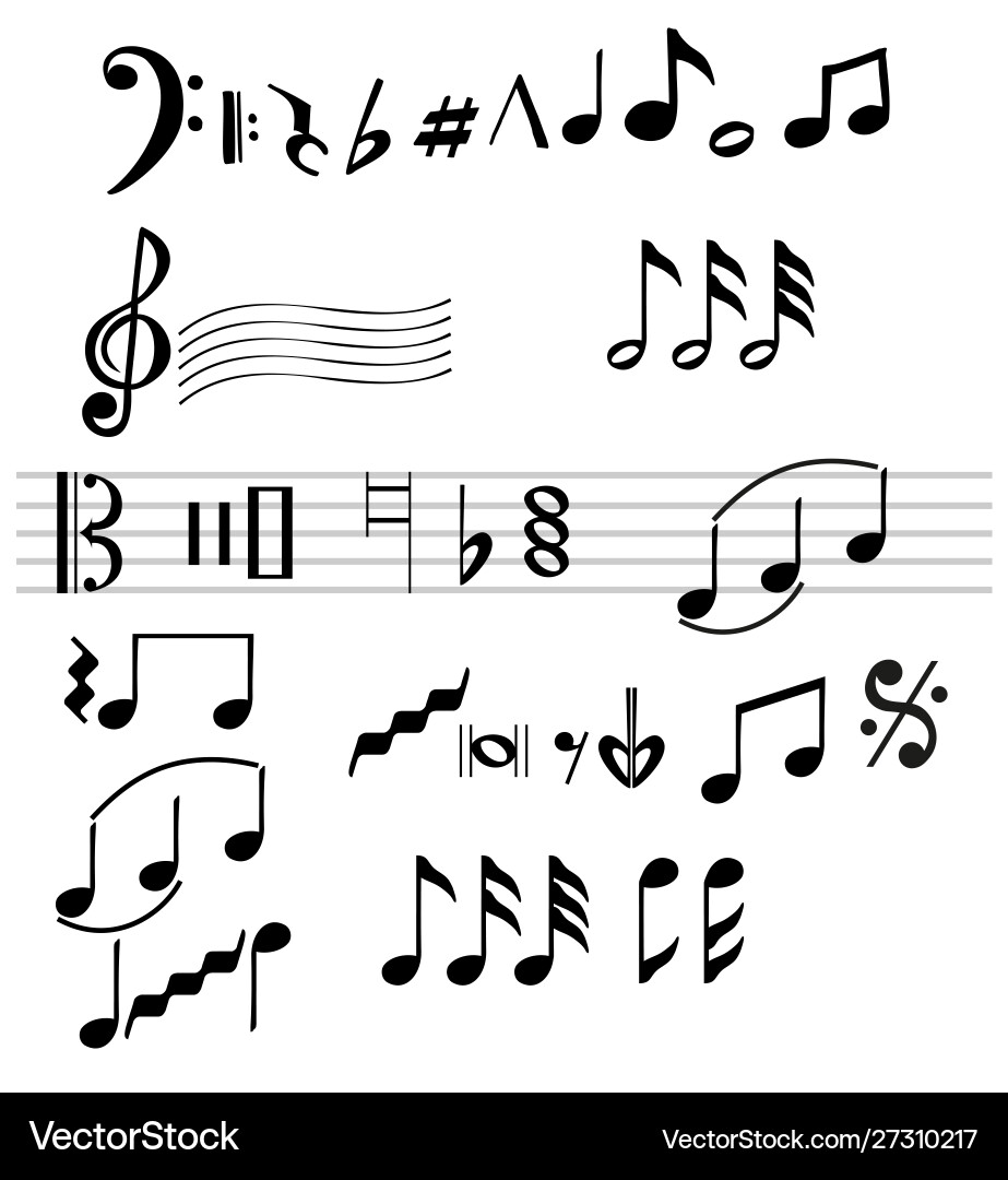 Musical note silhouettes abstract music melody Musical note silhouettes abstract music melody vector image
